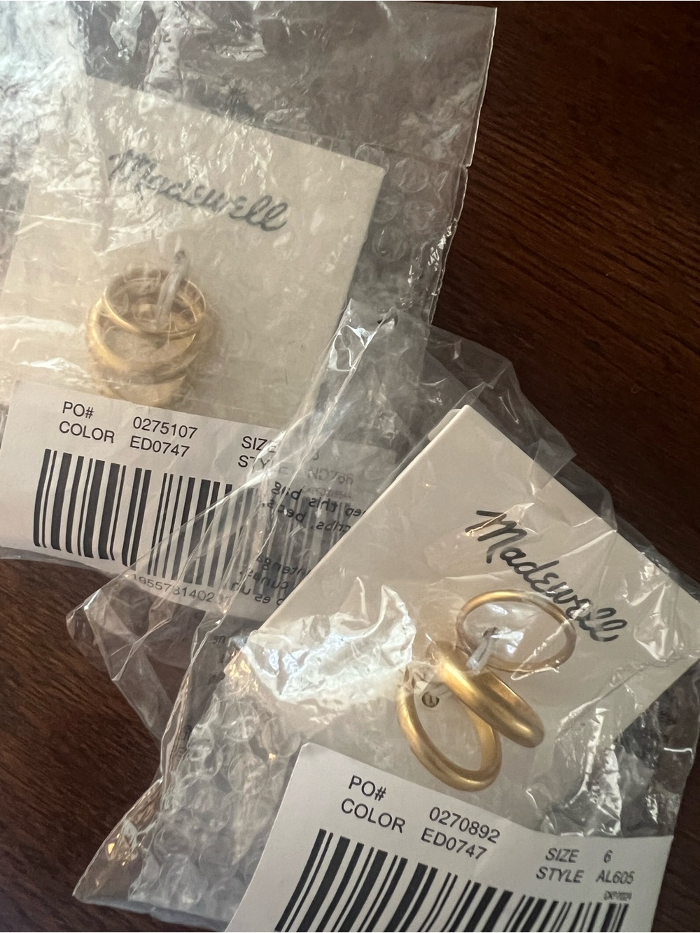 TWO COMPLETE SETS of Madewell Chunky Stacking Rings NWT Size 6